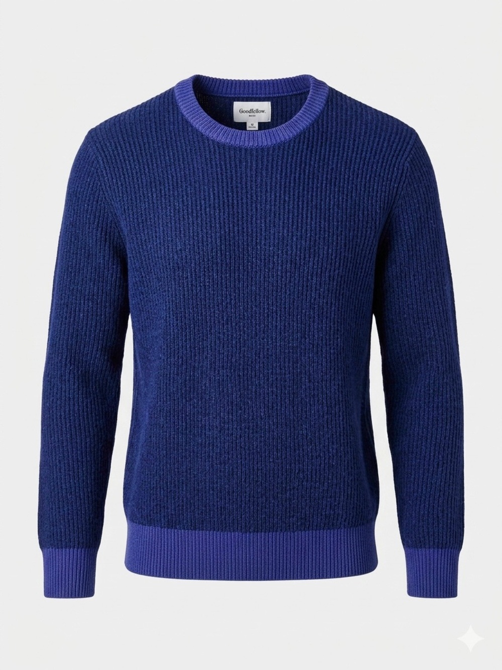 NWT Goodfellow Men Royal Blue Fisherman Knit Crewneck Pullover Sweater Stretch M